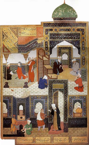 A dervish begs to be admitted in the mosque