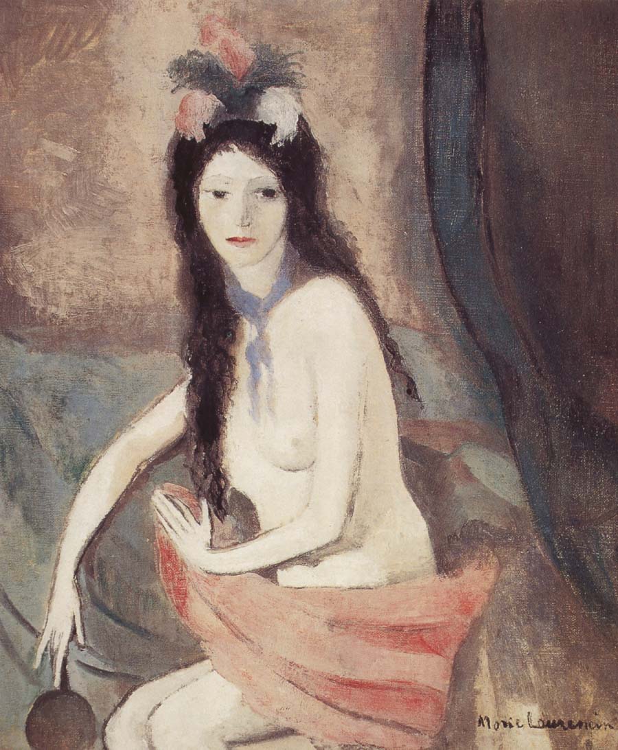 The naked woman holding a piece of mirror Marie Laurencin Framed Wholesale  China Oil Painting Reproductions