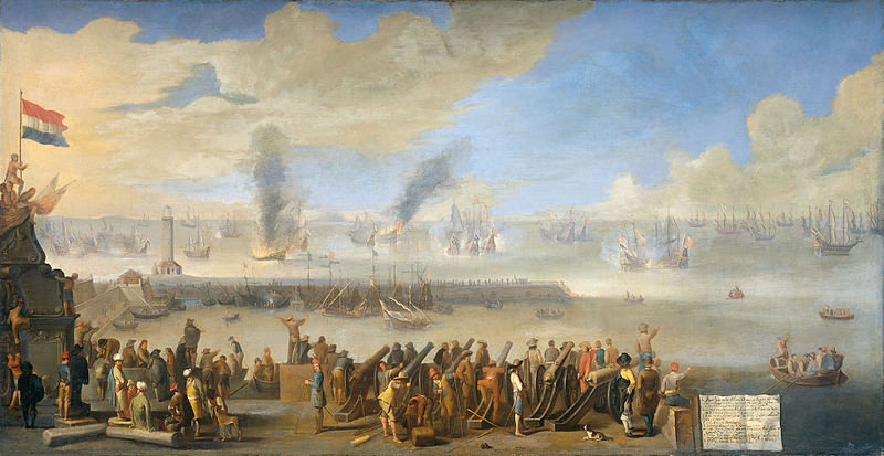 The naval battle near Livorno, 14 March 1653: incident of the first Anglo-Dutch War.