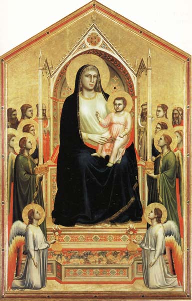Madonna and Child Enthroned among Angels and Saints
