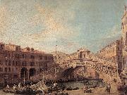 Canaletto Grand Canal: The Rialto Bridge from the South f oil on canvas