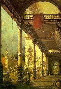 Canaletto Capriccio, A Colonnade opening onto the Courtyard of a Palace oil