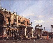 Canaletto Capriccio: The Horses of San Marco in the Piazzetta oil painting on canvas