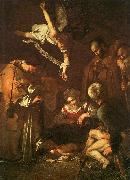 Caravaggio The Nativity with Saints Francis and Lawrence oil on canvas