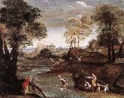 Domenichino Landscape with Ford dg oil on canvas