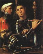 Giorgione Warrior with Shield Bearer oil on canvas