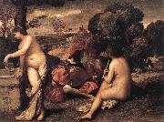 Giorgione Pastoral Concert (Fete champetre) oil on canvas