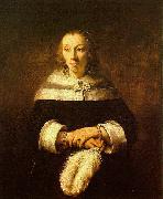 Rembrandt Portrait of a Lady with an Ostrich Feather Fan oil on canvas