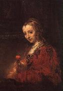 Rembrandt Lady with a Pink oil on canvas
