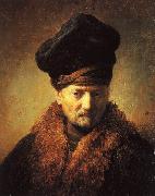Rembrandt Bust of an Old Man in a Fur Cap oil on canvas