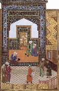 Bihzad A Poor dervish deserves,through his wisdom,to replace the arrogant cadi in the mosque oil on canvas
