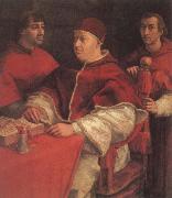 Raphael Portrait of Pope Leo X with Cardinals Guillo de Medici and Luigi de Rossi oil on canvas