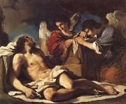 GUERCINO The Dead Christ Mourned by two Angels oil on canvas