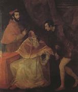 Titian Pope Paul III,Cardinal Alessandro Farnese and Duke Ottavio Farnese (mk45) oil on canvas