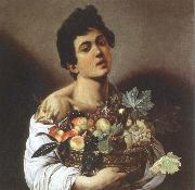 Caravaggio boy with a basket of fruit painting