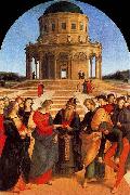 Raphael The Wedding of the Virgin, Raphael most sophisticated altarpiece of this period. oil on canvas