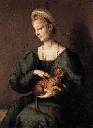 BACCHIACCA Woman with a Cat oil on canvas
