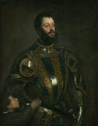 Titian Portrait of Alfonso d'Avalos (1502-1546), in Armor with a Page oil painting