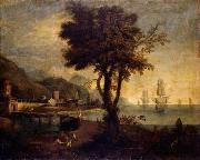 Anonymous Paesaggio fluviale con figure painting