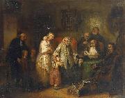 Anonymous Young widow and four children at the opening of the last will oil painting