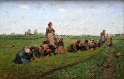 E.Claus Flaxweeding in Flanders oil on canvas