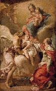 Gandolfi,Gaetano St Giustina and the Guardian Angel Commending the Soul of an Infant to the Madonna and Child oil painting on canvas
