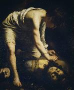Caravaggio David and Goliath painting