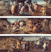 Bachiacca The Baptism of St.Acacius and Company St.Acacius Combats the Rebels with the Help of the Angels The Martyrdom of St.Acacius and Company oil painting