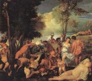 Titian Bacchanal oil on canvas