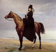 Carolus-Duran Au bord de la mer,Mademoiselle Croisette a cheval oil on canvas