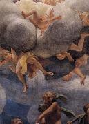 Correggio Assumption of the Virgin,details with Eve,angels,and putti oil on canvas