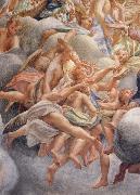 Correggio Assumption of the Virgin,details with angels bearing musical instruments oil painting