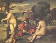 Titian Concert Champetre(The Pastoral Concert) (mk05) oil on canvas
