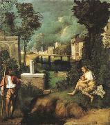 Giorgione La Tempesta (mk08) oil on canvas