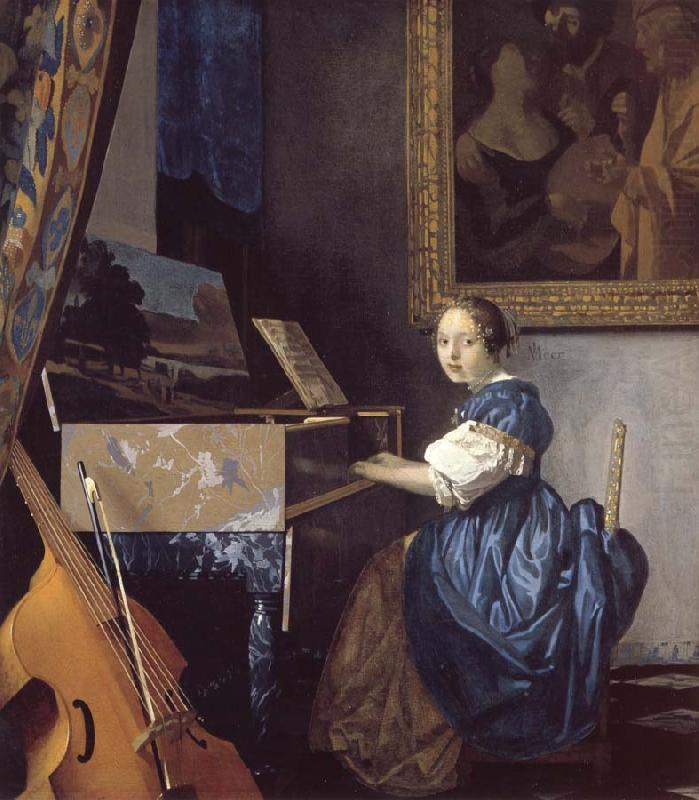 JanVermeer A Young Woman Seated at a Virginal china oil painting image