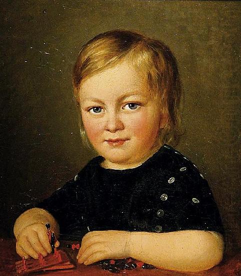 Anonymous Child playing with toy china oil painting image