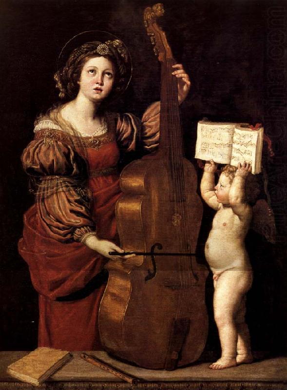 Domenichino Sainte Cecile avec un ange tenant une partition musicale china oil painting image