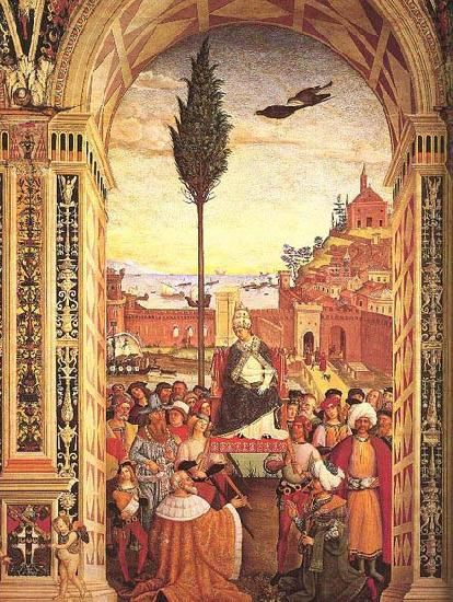 Aeneas Piccolomini Arrives to Ancona, Pinturicchio