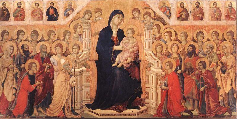 Maesta with Twenty Angels and Nineteen Saints., Duccio