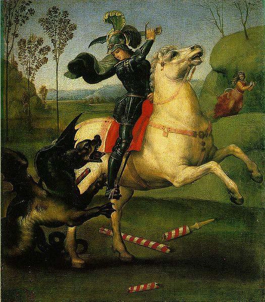 Saint George and the Dragon, a small work, Raphael