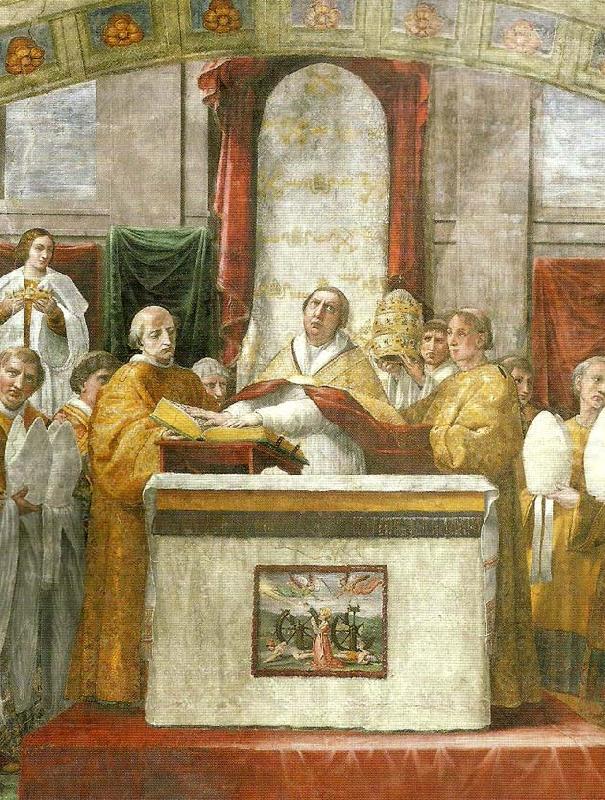 oath of pope leo 111fresco detail, Raphael