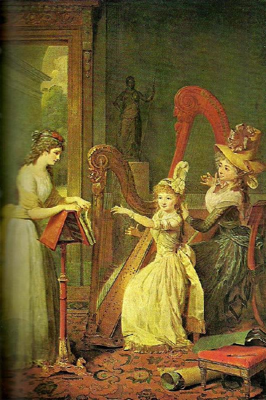 princess adelaide dorleans taking aharp lesson with mme de genlis, c., mauzaise