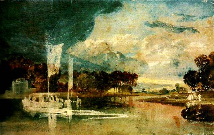 the thames at isleworth with pavilion and syon ferry, J.M.W.Turner