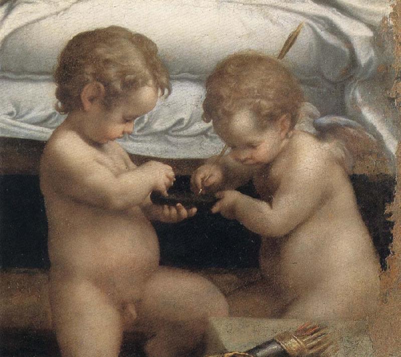 Danae,Detail of the two cupids, Correggio