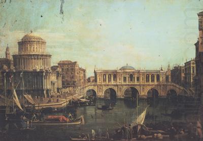 Capriccio con un ponte di Rialto immaginario e altri edifici (mk21), Canaletto