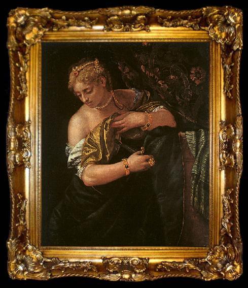framed   Paolo  Veronese Lucretia Stabbing Herself, ta009-2