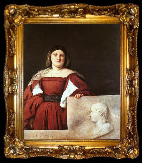 framed   Titian Portrait of a Woman called La Schiavona, ta009-2