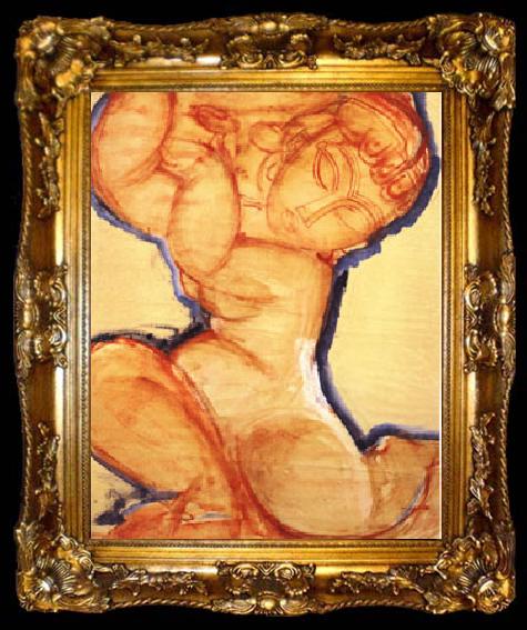 framed  Amedeo Modigliani Rose Caryatid with Blue Border, ta009-2