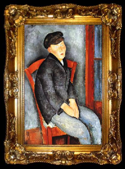 framed  Amedeo Modigliani Young Seated Boy with Cap, ta009-2