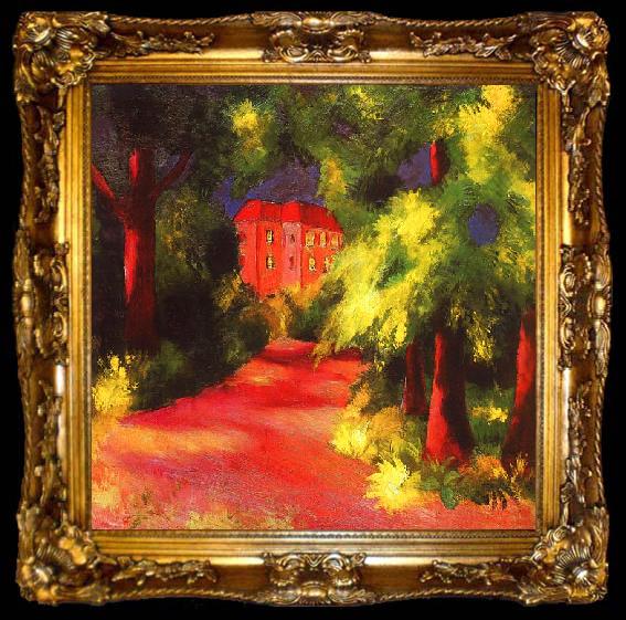 framed  August Macke Red House in a Park, ta009-2